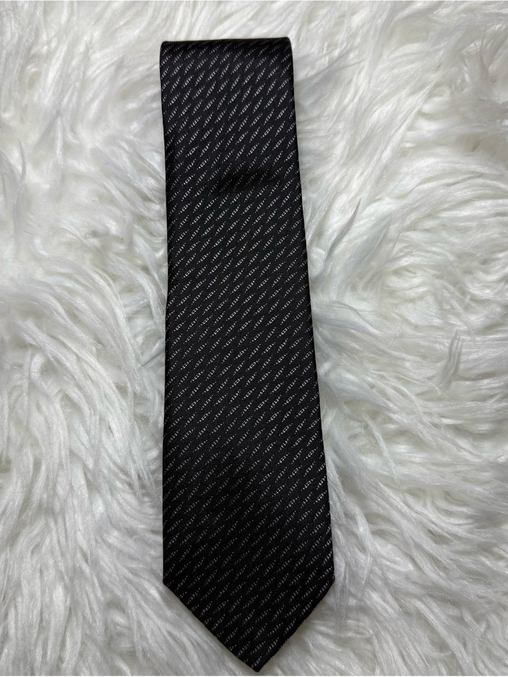 HUGO Black Diagonal Logo Pattern Men's Tie